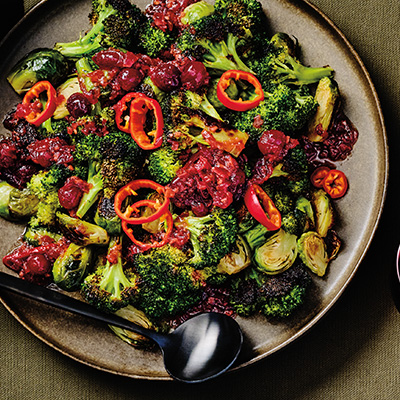 Brussels Sprouts & Broccoli with Cranberry Agrodolce